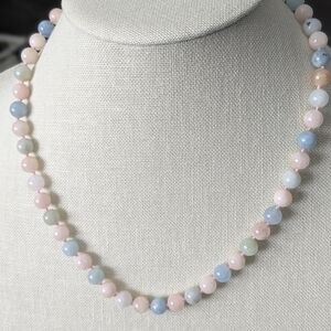 Pastel Morganite Beads Hand-Knotted Necklace With Magnetic Clasp